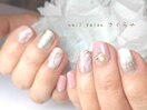 大人綺麗☆ピンクの大理石ネイル