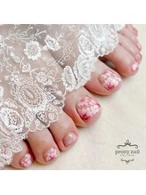 ピオニーネイル(peony nail)/手描きのフラワーネイル