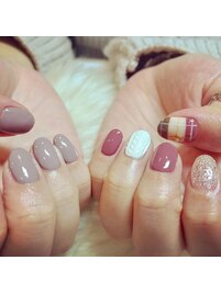 アシンメトリーチェック×ニット
