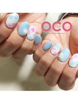オコネイル ネイルサロンアンドスクール(OCO nail)/blue flower × matte♪