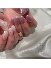 アンネ 梅田 GRACE店(ANNE)/すこし甘めなちぐはぐネイル♪