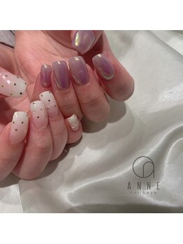 アンネ 梅田 GRACE店(ANNE)/すこし甘めなちぐはぐネイル♪