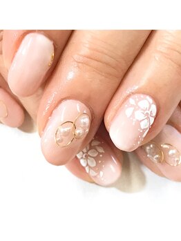 アオヤ(h/n collection AWOYA)/ジェルワンカラー+お花アート