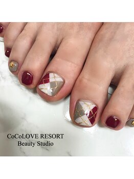 アーガイル柄フットネイル Pg ココラブリゾート 東広島 Cocolove Resort のフォトギャラリー ホットペッパービューティー