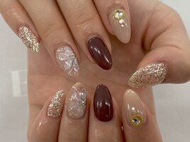 【山崎】キレイめお花ネイル