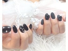 リブヴァラ(Lib Valla)/ブラック/マットネイル/リボン