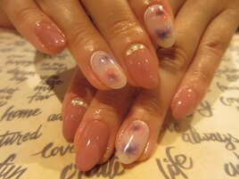 透け感フラワーネイル　7990