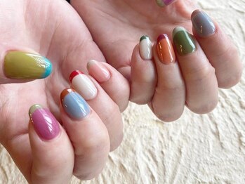 アイネイルズ 梅田店(I nails)/カラフルフレンチ