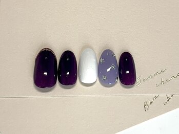 ココネイル(CoCo Nail)/ホロ花×パープルネイル