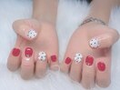 大人可愛いリボンドットネイル