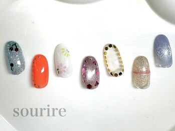 スリール(sourire by PRESS NAIL&EYELASH)の写真/[写真:¥4900]完全定額制・時短サロン◆カラー変更可◎なのでアートは無限大！オフ込シンプルアート¥4900！