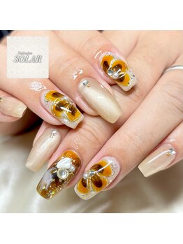 ソラール(SOLAR)/べっこうカラー☆お花ネイル