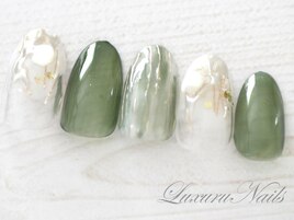 大人カーキ＊ニュアンスNail