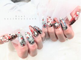 赤×黒×シルバーネイル