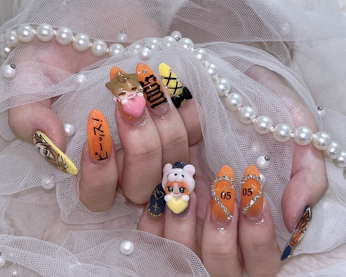 2025年-2026年冬トレンド】オレンジ ハートのネイルデザイン集｜人気順