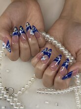 ブルーフレンチワンホンネイル