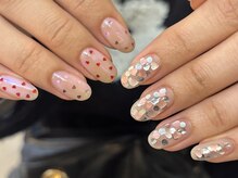 アイネイルズ 天神今泉店(I-nails)/【mami.i】ちぐはぐハートホロ
