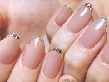 ネイルマジック 仙台一番町店(NAIL MAJIC)/シンプルラメフレンチネイル