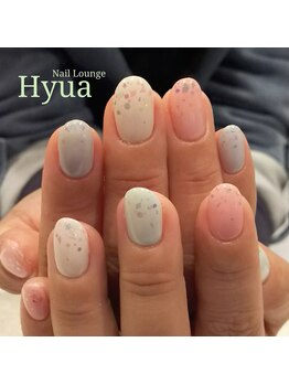 ネイルラウンジ ヒュア(Nail Lounge Hyua)/パステル4色×オーロララメグラ