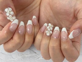 【森】フレンチ×フラワーネイル