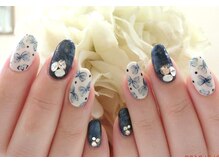 グランチュール(Grantulle)/タイダイ柄＆リボンネイル