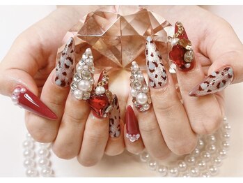 ボルドー×レオパードネイル♪