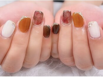 ディアリーネイル(Dearly Nail)/ブラウン系カラー＆マーブル