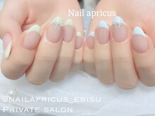 ネイルアプリクス 恵比寿(Nail apricus EBISU)/カラーフレンチ◆リボン¥9,880