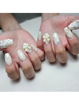 ユジャスタイル 中井町店(Yooja style)/アイボリーリボンネイル