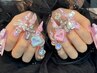 ★機関限定★長さ出し10本アートとパーツ埋め尽くし付け放題¥14500→¥11900