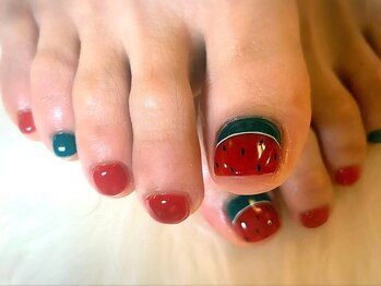 アミュリー ネイル アトリエ(Amury nail atelier)/スイカ フルーツ 赤 大人