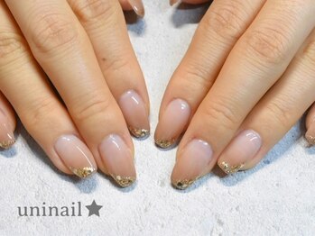 ユニネイル(uninail)/ラメななめフレンチ