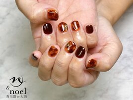 ボルドー×べっ甲ネイル