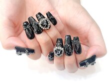 ネイルコレクション ベビーピンク(Baby Pink)/Blackネイル☆地雷：ゴテゴテ