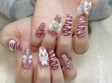 スペラ 大宮店(Spera)/大人っぽピンクゼブラ３Dネイル