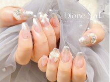 ディオーネ ネイルスタジオ(Dione)/ラメグラデ長さだし+パーツ1コ付