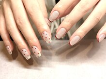 パープルの爪屋/フレンチ×ドット＊アシメ