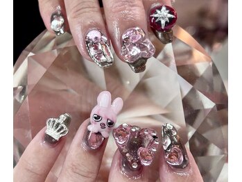 キレイエ ネイルズ(KIREIE NAILS)/推し y2k 3D 痛ネイル ピンク