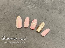 グラマーネイル(Glamor nail)/3Dフラワー×パールピンク