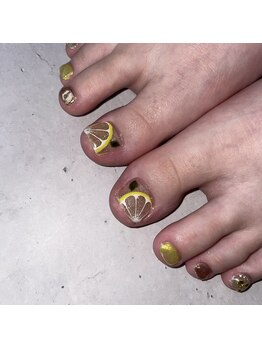 エムネイル(Ｍ)/レモン×フットネイル