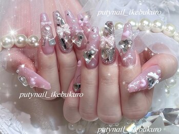 プティネイル 池袋(Puty Nail)/ピンクもりもりガーリーネイル♪
