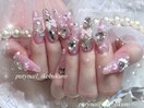 ピンクもりもりガーリーネイル♪