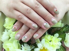 斜めフレンチ＆ラメライン