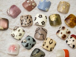 秋フットネイル/レオパード