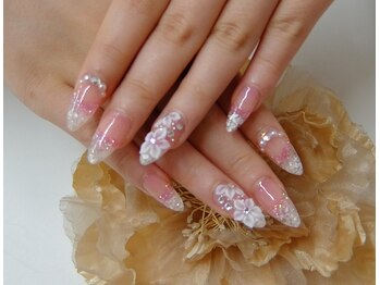 ネイルサロンミキ 横浜(MIKI)/長さだし10本3Dフラワースカルプ