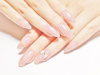 ネイルコレクション ピンク(Nail Collection Pink)/ジェル★ラメグラデ＋３Ｄリボン