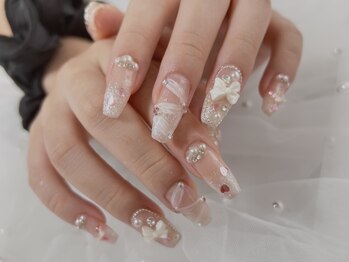 private salon Ruly nail/ふんわり手書きリボンネイル♪