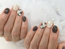 ディーネイル 池袋(D-nail)/【森】ブラック リボンアート