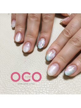 オコネイル ネイルサロンアンドスクール(OCO nail)/gradation × aurora flower♪
