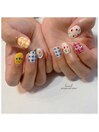 チューリップ×チェック春ネイル